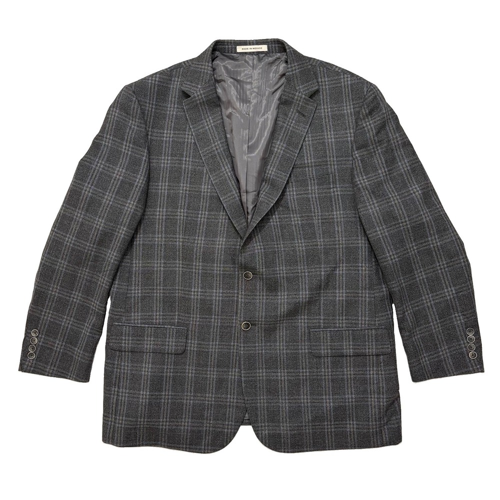 Joseph Abboud Signature Blazer Mens 48R Gray Windowpane Reda Wool Tailored Fit
